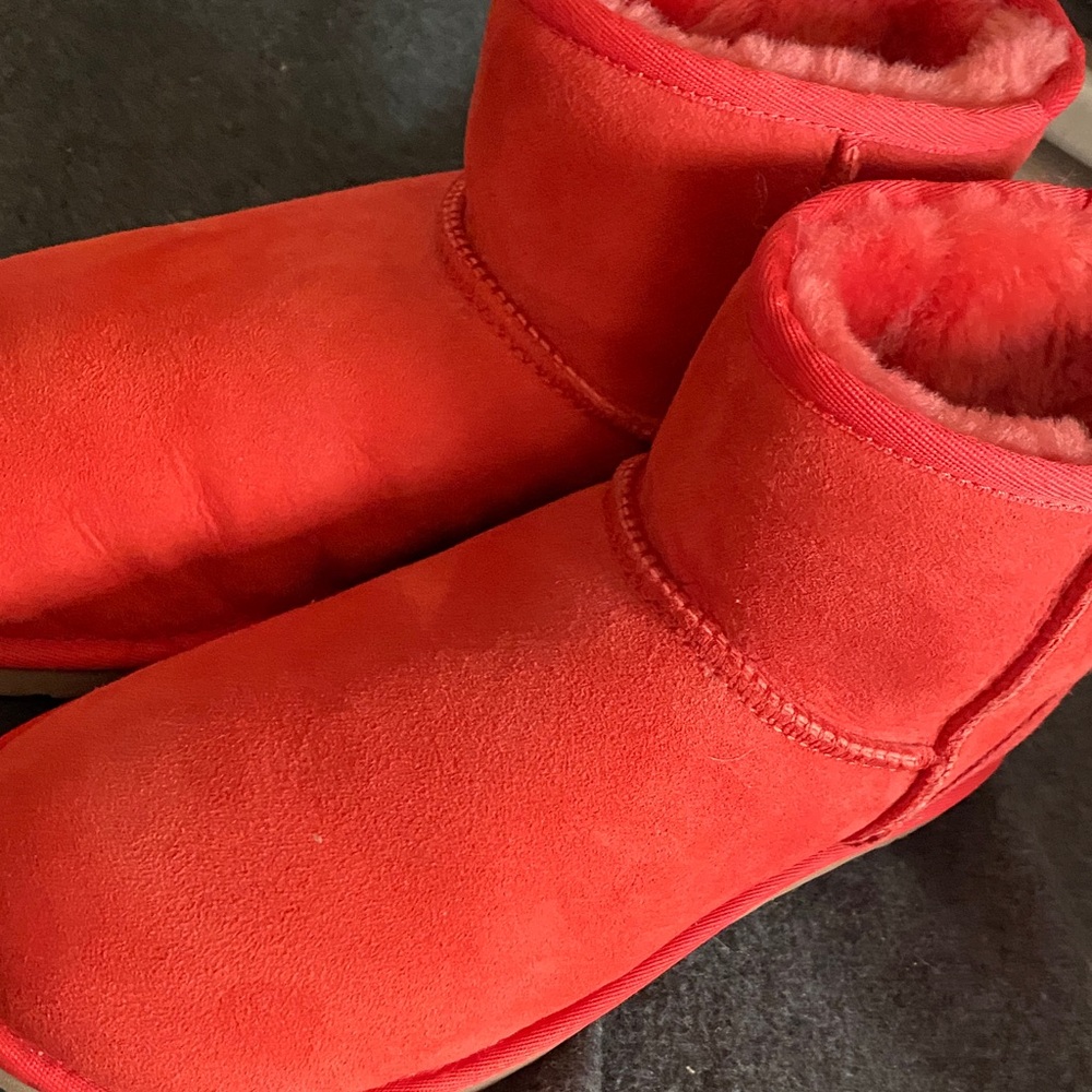 UGG Short Suede Boots in Bright Coral - Picture 11 of 11